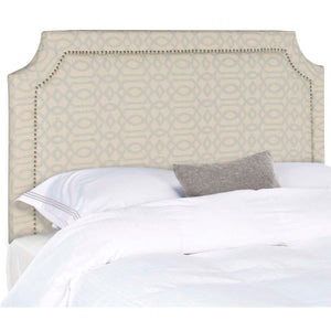 Safavieh Shayne Wheat & Pale Blue Headboard - Silver Nail Head - Wheat/Pale Blue