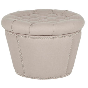 Safavieh Vanessa Ottoman - Silver Nail Heads - Taupe