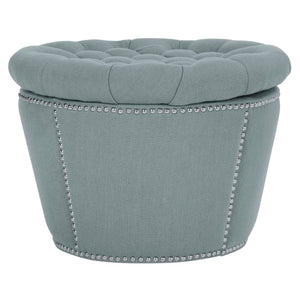 Safavieh Vanessa Ottoman - Silver Nail Heads - Sky Blue