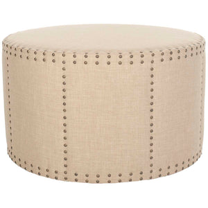 Safavieh Sherri Cocktail Ottoman - Brass Nail Heads - Beige