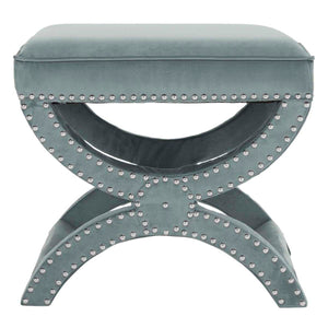 Safavieh Mystic Ottoman - Silver Nail Heads - Blue