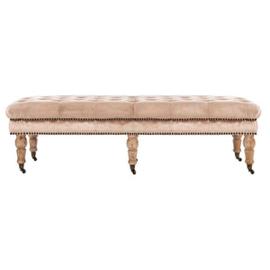 Safavieh Barney Tufted Bench - Brass Nail Heads - Champagne
