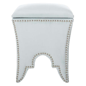Safavieh Deidra Ottoman - Silver Nail Heads - Silver Sage