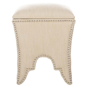 Safavieh Deidra Ottoman - Silver Nail Heads - Beige