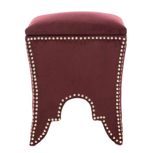 Safavieh Deidra Ottoman - Silver Nail Heads - Bordeaux