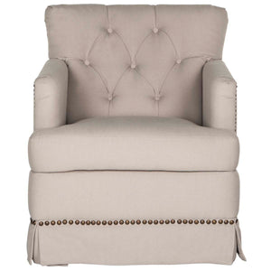 Safavieh Millicent Swivel Accent Chair - Brass Nail Heads - Taupe