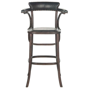 Safavieh Kenny Bar Stool - Brass Nail Heads - Antique Black