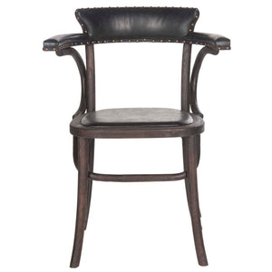 Safavieh Kenny 19''H Arm Chair - Brass Nail Heads - Antique Black