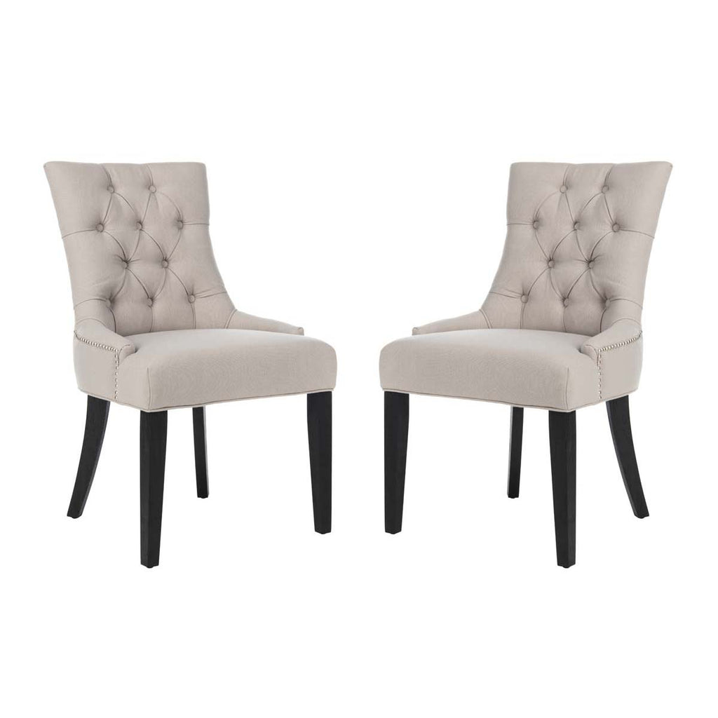 Safavieh Abby 19''H Tufted Side Chairs (Set Of 2)   Silver Nail Heads-Taupe