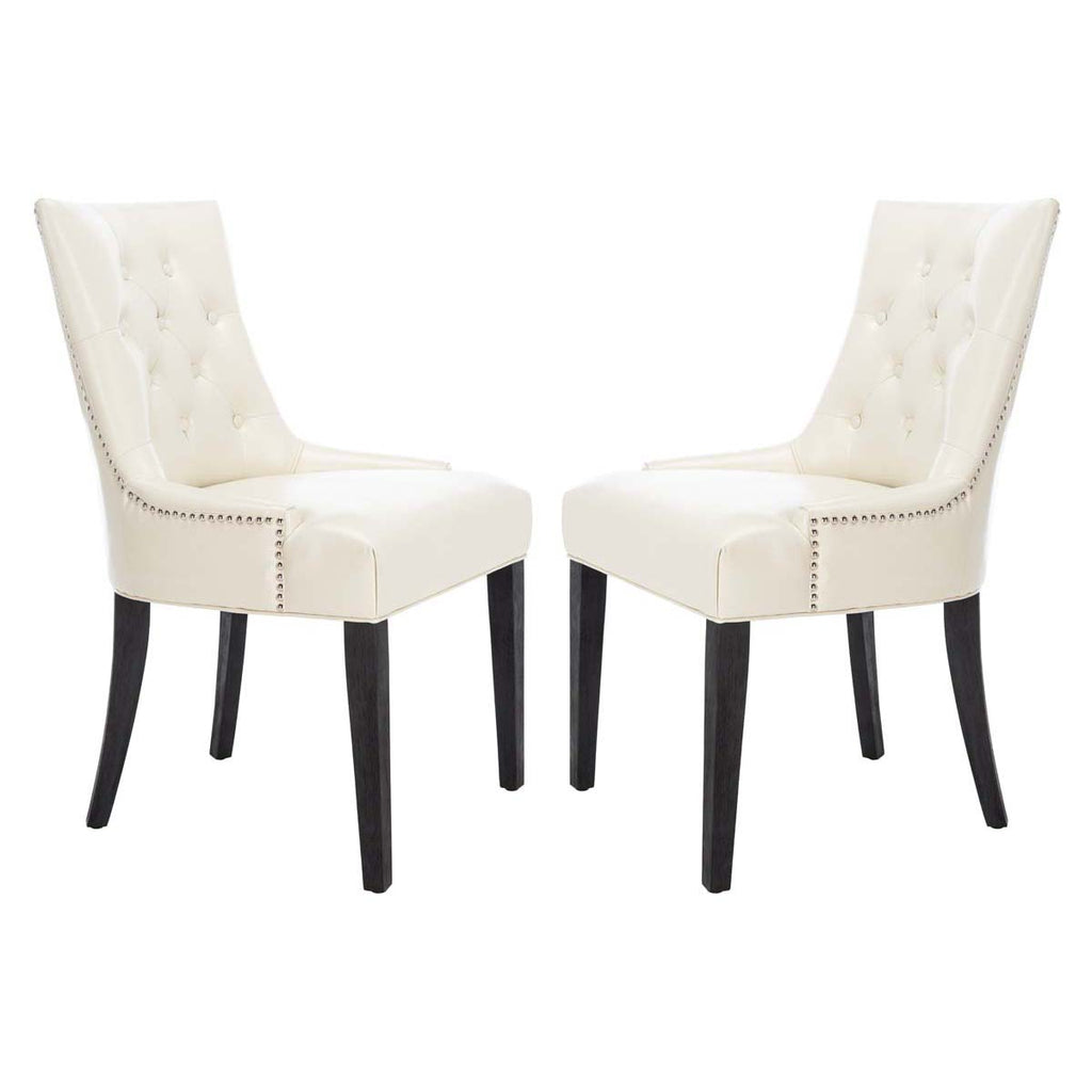 Safavieh Abby 19''H Tufted Side Chairs (Set Of 2)   Silver Nail Heads-Flat Cream