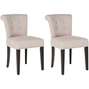 Safavieh Sinclair 21''H  Ring Chair (Set Of 2)    Silver Nail Heads-Taupe