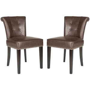 Safavieh Sinclair 21''H  Ring Chair (Set Of 2)    Silver Nail Heads-Antique Brown
