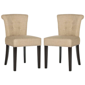 Safavieh Sinclair 21''H  Ring Chair (Set Of 2)    Silver Nail Heads-Beige