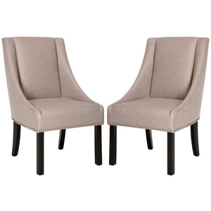 Safavieh Morris 20''H Sloping Arm Dining Chair (Set Of 2)   Silver Nail Heads-Oyster Grey