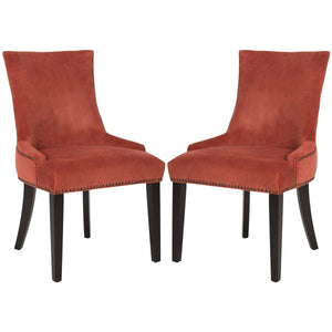 Safavieh Lester 19''H  Dining Chair  (Set Of 2)   Brass Nail Heads-Rust