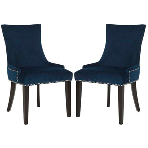 Safavieh Lester 19''H  Dining Chair  (Set Of 2)   Silver Nail Heads-Navy