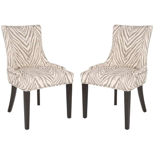Safavieh Lester 19''H  Dining Chair  (Set Of 2)   Silver Nail Heads-Grey Zebra
