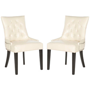 Safavieh Harlow 19''H Tufted Ring Chair (Set Of 2)   Silver Nail Heads -Flat Cream
