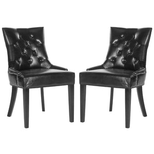 Safavieh Harlow 19''H  Tufted Ring Chair (Set Of 2)   Silver Nail Heads -Black