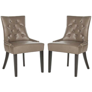 Safavieh Harlow 19''H  Tufted Ring Chair (Set Of 2)   Silver Nail Heads -Clay