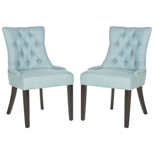 Safavieh Harlow 19''H  Tufted Ring Chair (Set Of 2)   Silver Nail Heads -Light Blue