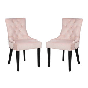 Safavieh Harlow 19''H  Tufted Ring Chair (Set Of 2)   Silver Nail Heads -Blush