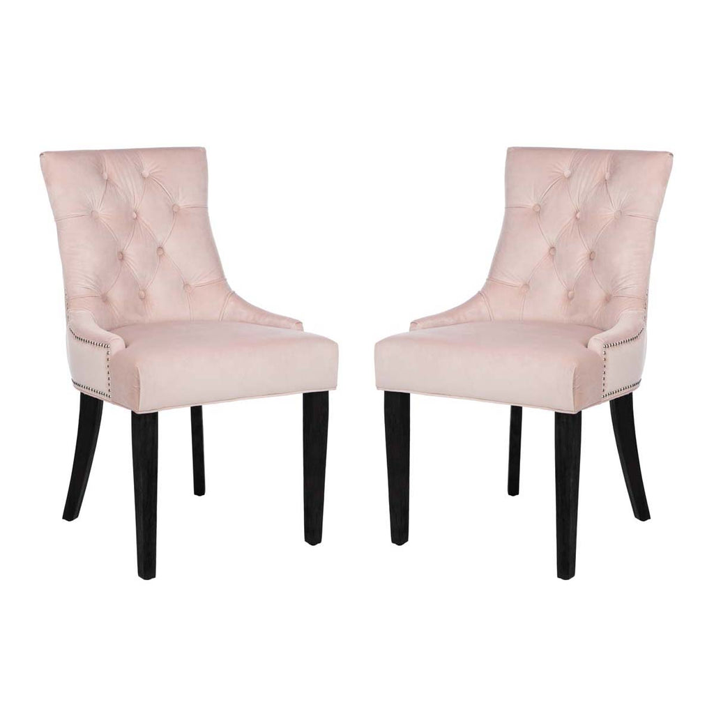 Safavieh Harlow 19''H  Tufted Ring Chair (Set Of 2)   Silver Nail Heads -Blush