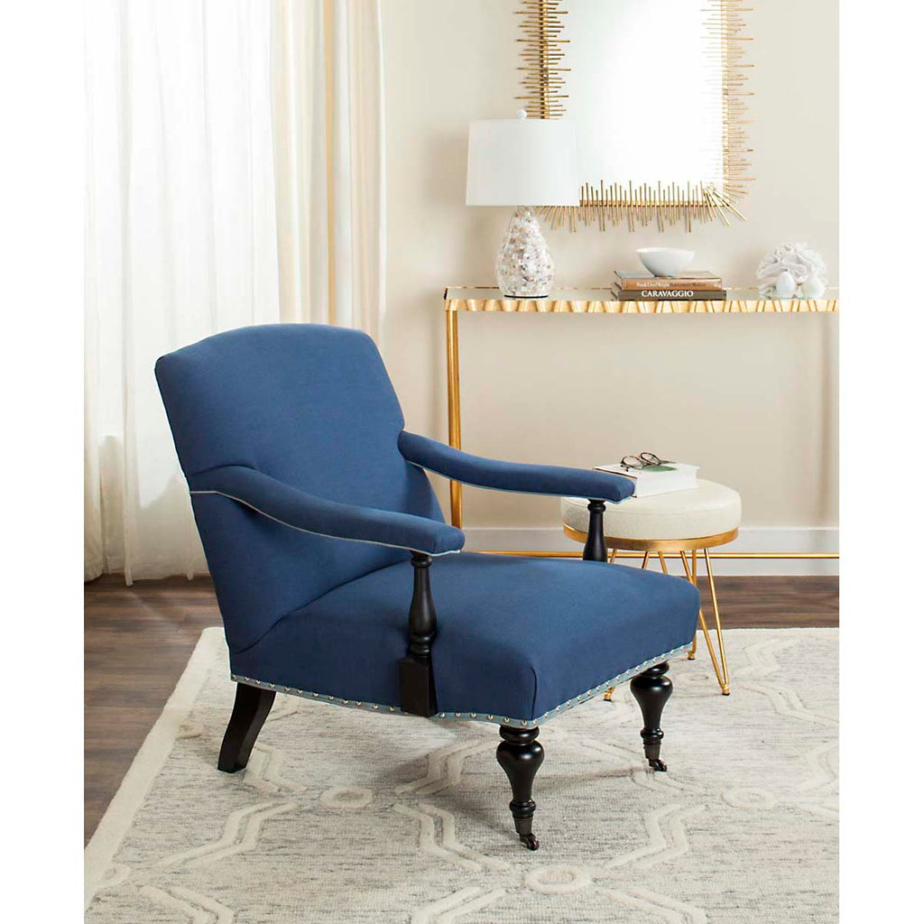 Safavieh Devona Arm Chair - Silver Nail Heads - Steel Blue
