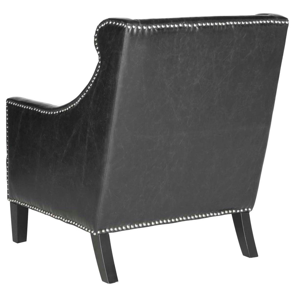 Safavieh Mckinley Leather Club Chair - Silver Nail Heads - Antique Black
