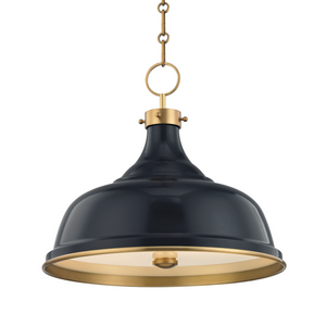 Hudson Valley Lighting 3 Light Pendant - Aged Brass/Darkest Blue