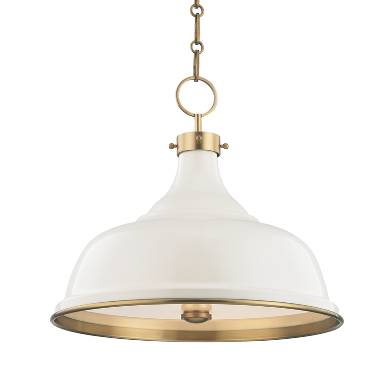 Hudson Valley Lighting 3 Light Pendant - Aged Brass/Off White