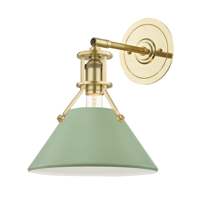 Hudson Valley Lighting 1 Light Wall Sconce - Aged Brass/Leaf Green Combo