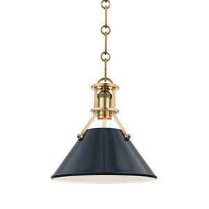 Hudson Valley Lighting 1 Light Small Pendant - Aged Brass/Darkest Blue