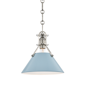 Hudson Valley Lighting 1 Light Small Pendant - Polished Nickel/Blue Bird