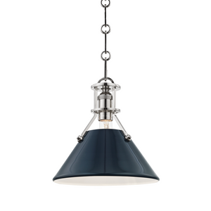 Hudson Valley Lighting 1 Light Small Pendant - Polished Nickel/Darkest Blue