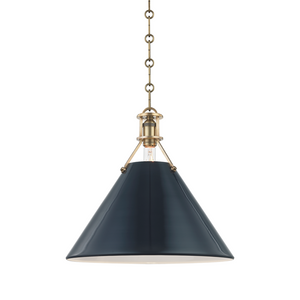 Hudson Valley Lighting 1 Light Large Pendant - Aged Brass/Darkest Blue