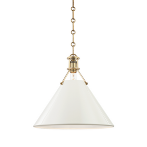 Hudson Valley Lighting 1 Light Large Pendant - Aged Brass/Off White