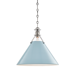 Hudson Valley Lighting 1 Light Large Pendant - Polished Nickel/Blue Bird