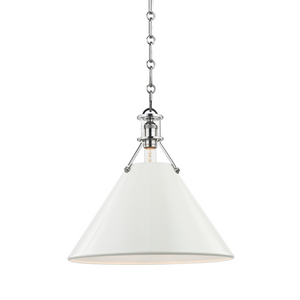 Hudson Valley Lighting 1 Light Large Pendant - Polished Nickel/Off White