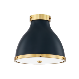Hudson Valley Lighting 2 Light Flush Mount - Aged Brass/Darkest Blue