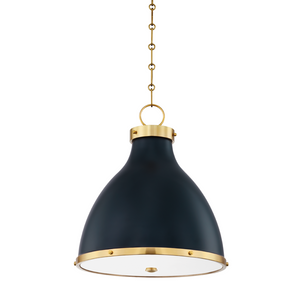 Hudson Valley Lighting 2 Light Small Pendant - Aged Brass/Darkest Blue