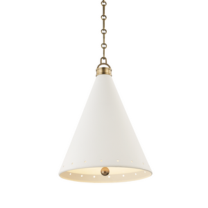 Hudson Valley Lighting 1 Light Medium Pendant - Aged Brass/White Plaster
