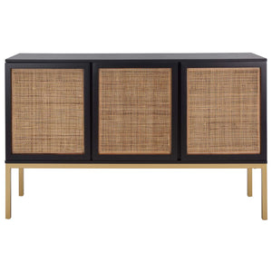 Safavieh Zadie 2 Shelf Rattan Sideboard - Black / Natural