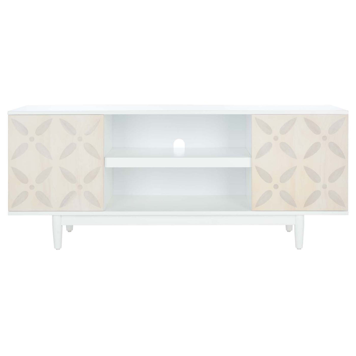 Safavieh Faye 2 Shelf Pattern Media Stand - White Washed