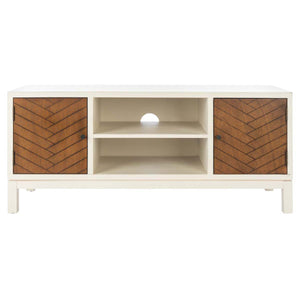 Safavieh Ajana 2 Door 1 Shelf Media Stand - Distressed White / Honey