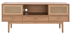 Safavieh Ceu 3 Drawer 1 Shelf Media Stand -  Oak