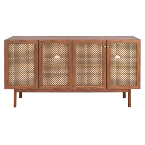 Safavieh Piran 4 Door 2 Shelf Media Stand - Walnut/Gold (Mesh)