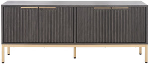 Safavieh Lylia 4 Door Media Stand - Distressed Black / Gold