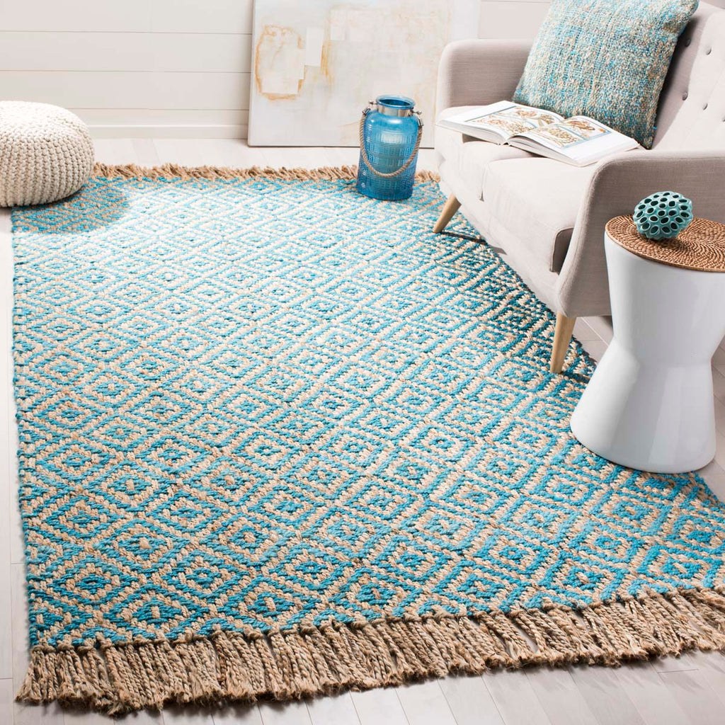 Safavieh Natural Fiber Rug Collection NF266C - Turquoise / Natural