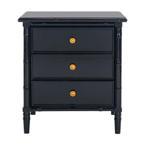 Safavieh Mina Modern Coastal 3 Drawer 25 H Bamboo Nightstand - Navy